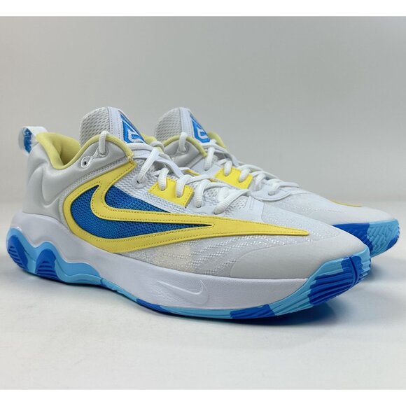 Nike Giannis Immortality 3 Mens White Blue Yellow Shoes Basketball DZ7533-101 - Picture 2 of 10